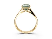 Solitaire Engagement Ring Setting for Fancy Green Princess Cut Center with Cathedral Channel Band and Prong Head in Yellow Gold