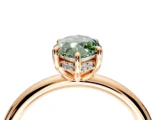 Hidden Halo Engagement Ring Setting for Fancy Green Marquise Center with Thin Rounded Band and Prong Head in Rose Gold