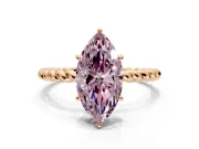 Solitaire Engagement Ring Setting for Fancy Pink Marquise Center with Plain Twisted Rope Band and Prong Head in Rose Gold