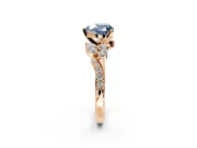 Solitaire Engagement Ring Setting for Fancy Blue Heart-Shaped Center with Marquise Accent Twist Band and Prong Head in Rose Gold