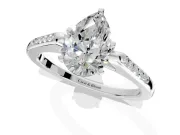 Solitaire Engagement Ring Setting for Pear-Shaped Center with Channel Accents and Prong Head in Platinum