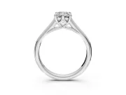 Solitaire Engagement Ring Setting for Emerald Cut Center with Cathedral Band and Prong Head in White Gold