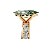 Solitaire Engagement Ring Setting for Fancy Green Marquise Center with Channel-Set Accents and Prong Head in Yellow Gold