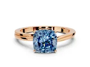 Solitaire Engagement Ring Setting for Fancy Blue Cushion Cut Center with Plain Bypass Twist Band and Prong Head in Rose Gold