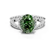 Halo Engagement Ring Setting for Fancy Green Oval Center with Rope Twist Split Shank and Prong Head in Platinum