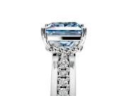 Solitaire Engagement Ring Setting for Fancy Blue Princess Cut Center with Raised Channel Band and Prong Head in Platinum