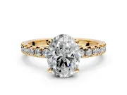 Solitaire Engagement Ring Setting for Oval Center with Large Accents and Prong Head in Yellow Gold