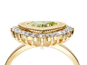 Halo Engagement Ring Setting for Fancy Yellow Heart-Shaped Center with Milgrain Bezel Rim, Plain Band and Prong Head in Yellow Gold