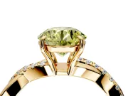 Crossover Engagement Ring Setting for Fancy Yellow Round Cut Center with Pave and Plain Strands and Prong Head in Yellow Gold