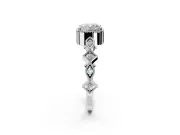 Milgrain Bezel Engagement Ring Setting for Cushion Cut Center with Marquise Stations and Bezel Head in Sterling Silver