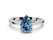 Solitaire Engagement Ring Setting for Fancy Blue Pear-Shaped Center with Open Cathedral Shoulders and Prong Head in Platinum