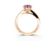 Solitaire Engagement Ring Setting for Fancy Pink Round Cut Center with Princess Cut Channel Band and Prong Head in Rose Gold