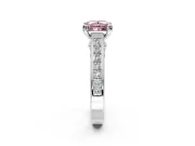 Solitaire Engagement Ring Setting for Fancy Pink Princess Cut Center with Channel Band and Double Claw Prong Head in Platinum