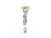 Solitaire Engagement Ring Setting for Fancy Yellow Pear-Shaped Center with Bar-Station Pave Twist and Prong Head in Platinum