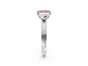 Solitaire Engagement Ring Setting for Fancy Pink Radiant Cut Center with Wide Knife Ridge Band and Prong Head in Platinum