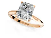 Solitaire Engagement Ring Setting for Radiant Cut Center with Knife Ridge Band and Claw Prong Head in Rose Gold