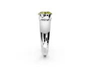 Tension Engagement Ring Setting for Fancy Yellow Round Cut Center with Wide Flat Band and Tension Head in White Gold