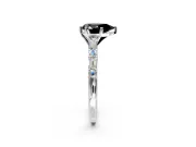 Baguette Engagement Ring Setting for Fancy Black Pear-Shaped Center with Alternating Bar-Set Band and Prong Head in Sterling Silver