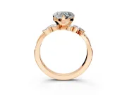 Solitaire Engagement Ring Setting for Heart-Shaped Center with Marquise Accent Twist Band and Prong Head in Rose Gold