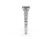Solitaire Engagement Ring Setting for Emerald Cut Center with Pave Cathedral Shoulders and Prong Head in Platinum