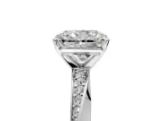 Side Accent Engagement Ring Setting for Radiant Cut Center with Accent Shoulders and Prong Head in Sterling Silver