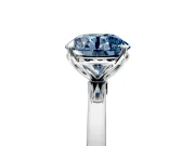 Solitaire Engagement Ring Setting for Fancy Blue Round Cut Center with Thin Rounded Plain Band and Prong Head in Platinum