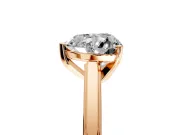 Solitaire Engagement Ring Setting for Heart-Shaped Center with Flat-Sided Plain Band and Prong Head in Rose Gold