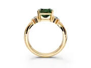 Solitaire Engagement Ring Setting for Fancy Green Asscher Cut Center with Grooved Bar Accent Band and Prong Head in Yellow Gold
