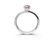Solitaire Engagement Ring Setting for Fancy Pink Pear-Shaped Center with Scrollwork Band and Prong Head in Sterling Silver