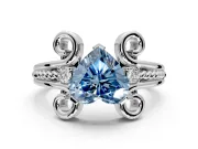 Solitaire Engagement Ring Setting for Fancy Blue Heart-Shaped Center with Twisted Band and Scroll Prong Head in Platinum