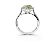 Starburst Halo Engagement Ring Setting for Fancy Yellow Heart-Shaped Center with Thin Round-Wire Band and Prong Head in White Gold