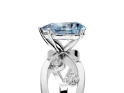 Solitaire Engagement Ring Setting for Fancy Blue Pear-Shaped Center with Criss-Cross Accent Band and Prong Head in Platinum
