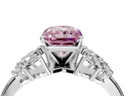 Leaf Cluster Engagement Ring Setting for Fancy Pink Radiant Cut Center with Marquise Accents and Prong Head in Platinum