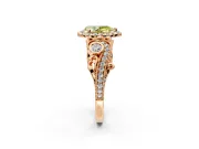 Milgrain Halo Engagement Ring Setting for Fancy Yellow Pear-Shaped Center with Shoulder Bezels and Prong Head in Rose Gold