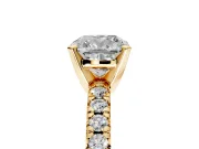 Solitaire Engagement Ring Setting for Cushion Cut Center with Large Accents and Prong Head in Yellow Gold