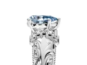 Solitaire Engagement Ring Setting for Fancy Blue Pear-Shaped Center with Filigree Accent Basket and Prong Head in Platinum