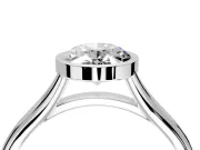 Solitaire Engagement Ring Setting for Oval Center with V Split Shank and Bezel Head in Platinum