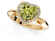 Halo Engagement Ring Setting for Fancy Yellow Heart-Shaped Center with Tapered Plain Band and Prong Head in Yellow Gold