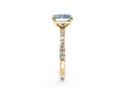 Solitaire Engagement Ring Setting for Fancy Blue Radiant Cut Center with Pave Accents and Prong Head in Yellow Gold