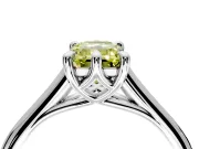 Solitaire Engagement Ring Setting for Fancy Yellow Emerald Cut Center with Cathedral Band and Prong Head in Sterling Silver