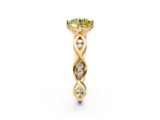 Solitaire Engagement Ring Setting for Fancy Yellow Round Cut Center with Accented Twist Band and Leaf Prong Head in Yellow Gold