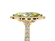 Halo Engagement Ring Setting for Fancy Yellow Marquise Center with Pave Accents, Heart Basket and Prong Head in Yellow Gold