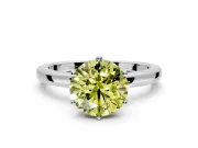 Solitaire Engagement Ring Setting for Fancy Yellow Round Cut Center with Plain Band and Tulip Prong Head in Sterling Silver