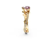 Solitaire Engagement Ring Setting for Fancy Pink Heart-Shaped Center with Pave and Plain Crossover Band and Prong Head in Yellow Gold