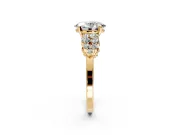 Cluster Engagement Ring Setting for Oval Center with 2-Row Shoulder Clusters and Prong Head in Yellow Gold