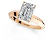 Solitaire Engagement Ring Setting for Emerald Cut Center with Wide Knife Ridge Band and Prong Head in Rose Gold