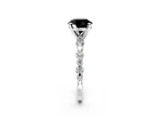 Solitaire Engagement Ring Setting for Fancy Black Round Cut Center with Alternating Size Accents and Prong Head in Sterling Silver