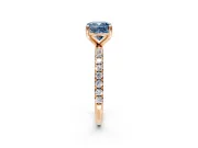 Solitaire Engagement Ring Setting for Fancy Blue Cushion Cut Center with Micro Pave Band and Prong Head in Rose Gold