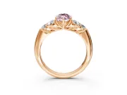 Cluster Engagement Ring Setting for Fancy Pink Marquise Center with Round Cut Accent Frame and Prong Head in Rose Gold