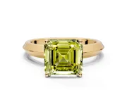 Solitaire Engagement Ring Setting for Fancy Yellow Asscher Cut Center with Wide Knife Ridge Band and Prong Head in Yellow Gold